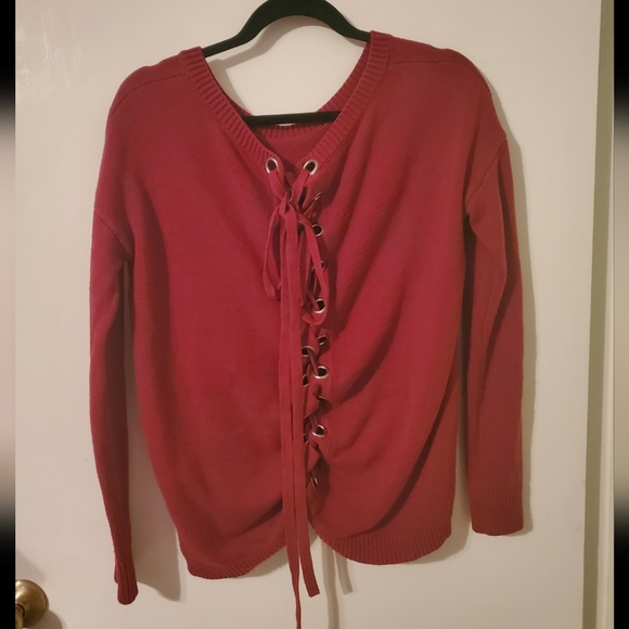 Express Sweater Lace Up Back Women's, Sage Size S EUC - Picture 2 of 4